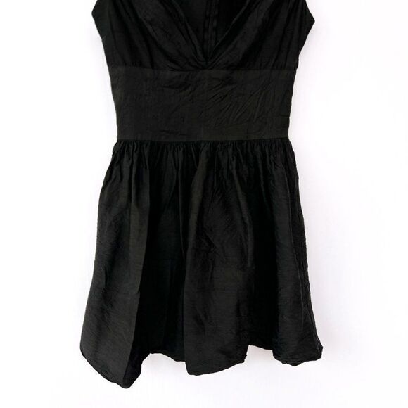 Vintage Street Life Black 100% Silk V Neck Aline Dress Small - Picture 3 of 7
